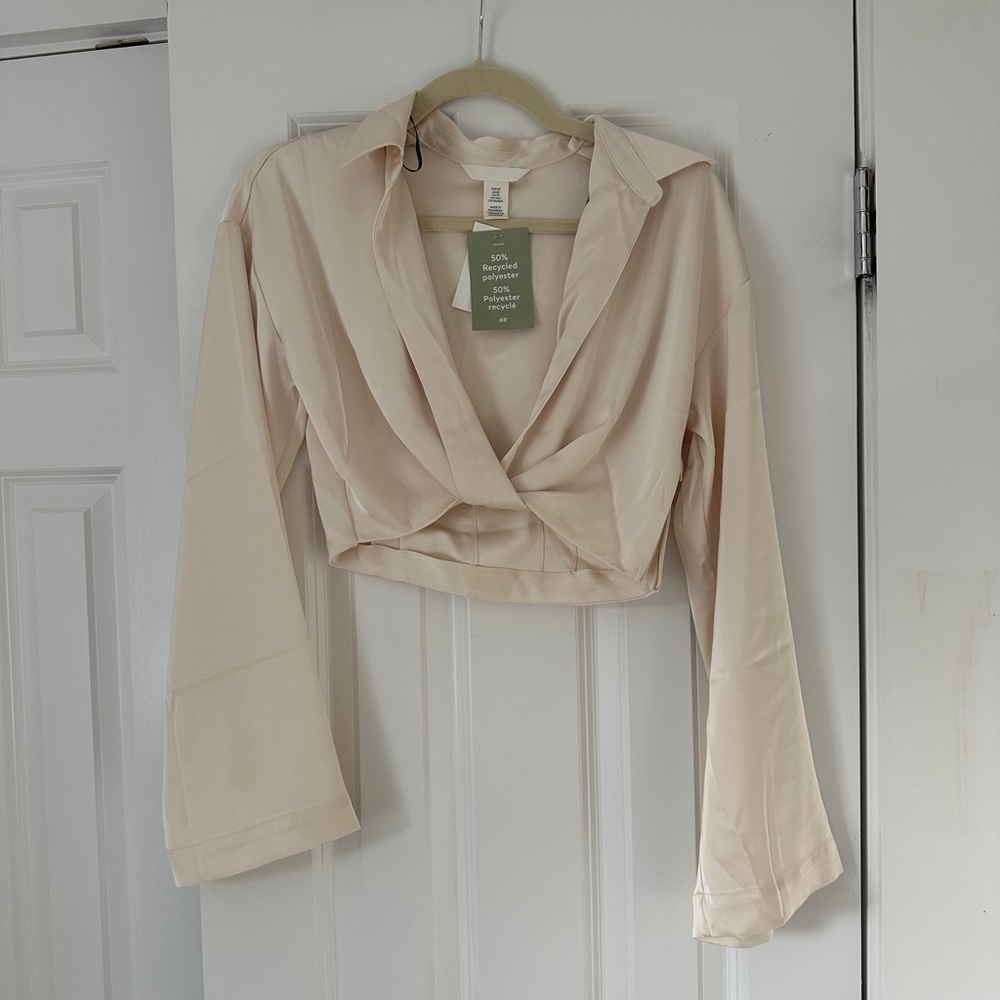 Elegant Cream Wrap Top